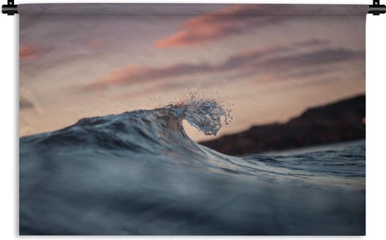 Tapisserie Calme - Vagues calmes au coucher du soleil Tapisserie en coton 120x80 cm - Tapisserie photo