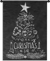 Wandkleed Kerst illustraties - Kerstillustratie kerstboom van krijt Wandkleed katoen 60x80 cm - Wandtapijt met foto