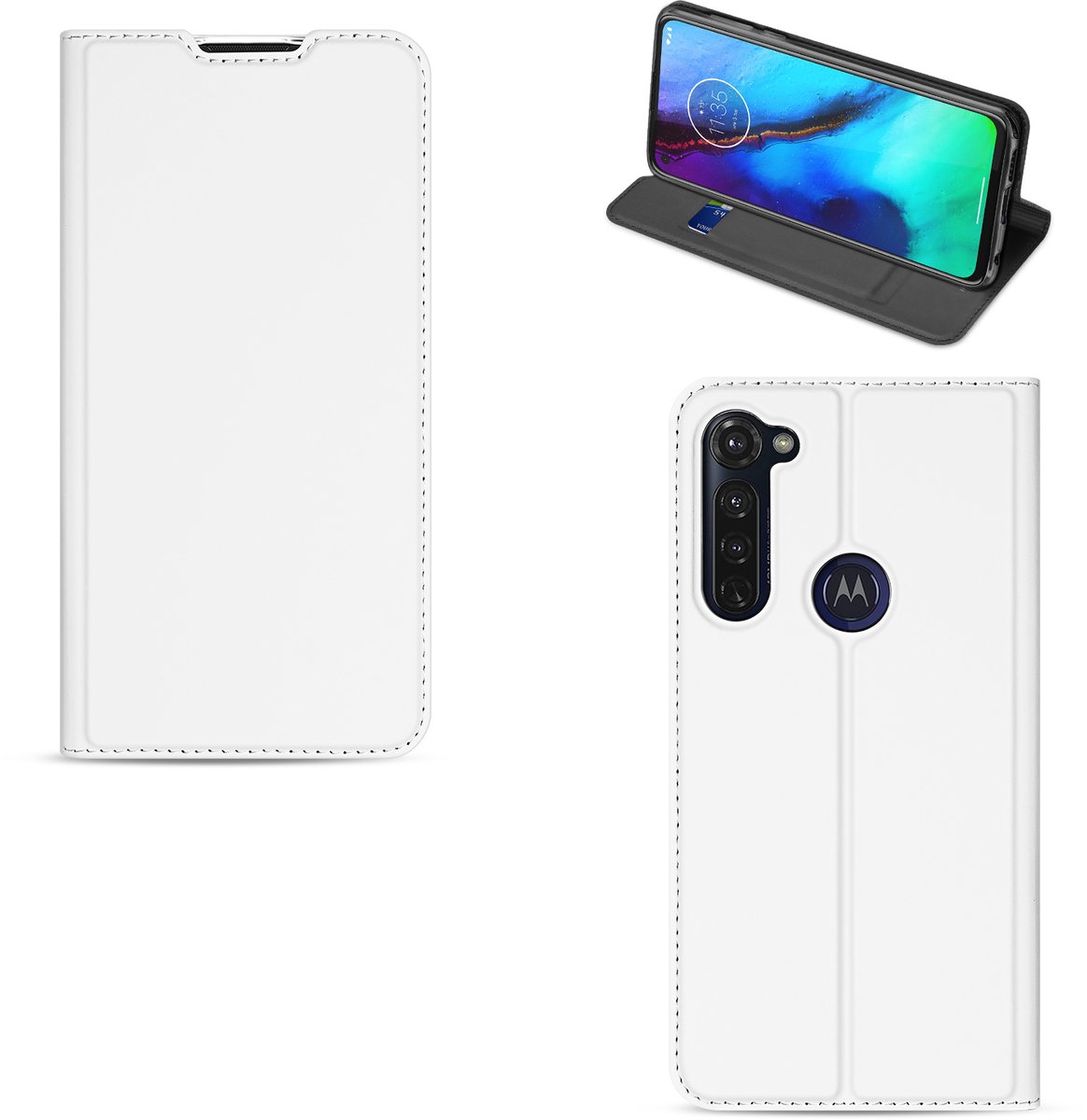 Motorola Moto G Pro Stand Case Wit met Pashouder