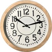 HAES deco – Grote Retro Vintage Wandklok - Wijzerplaat met elegante Cijfers - Klok zonder tikgeluiden - van Hout en Metaal - formaat diameter 51 cm, dikte 6 cm. - WCL0022