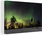 Canvas Schilderij Het noorderlicht boven Lapland - 90x60 cm - Wanddecoratie