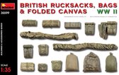 1:35 MiniArt 35599 British Rucksacks, Bags & Folded Canvas WW2 Plastic Modelbouwpakket