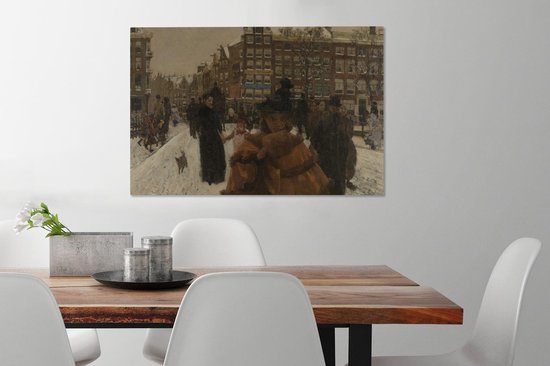 Le Pont Singel à la Paleisstraat à Amsterdam - Peinture de George Hendrik Breitner Toile 90x60 cm - Tirage photo sur toile (Décoration murale salon / chambre)