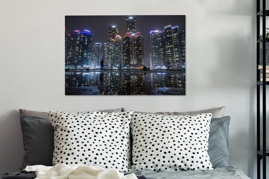 Skyline de la ville sud-coréenne de Busan Toile 90x60 cm - Tirage photo sur toile (Décoration murale salon / chambre) / Villes asiatiques Peintures sur toile