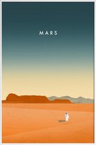JUNIQE - Poster met kunststof lijst Mars - retro -13x18 /Oranje