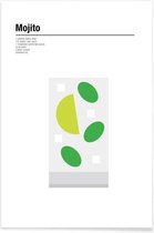 JUNIQE - Poster Mojito - minimalistisch -40x60 /Grijs & Groen