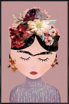 JUNIQE - Poster in kunststof lijst Frida Pastell -30x45 /Paars & Roze