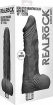 Realrock 10-25 cm Vibrating Dildo With Balls - Black