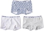 Little Label Onderbroeken Meisjes - 3 Stuks - Maat 110-116 - Model Shorts - Wit, Grijs en Blauw - Zachte BIO Katoen