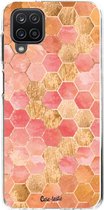 Casetastic Samsung Galaxy A12 (2021) Hoesje - Softcover Hoesje met Design - Honeycomb Art Coral Print