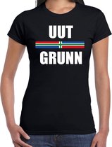Uut grunn met vlag Groningen t-shirts Gronings dialect zwart voor dames XS
