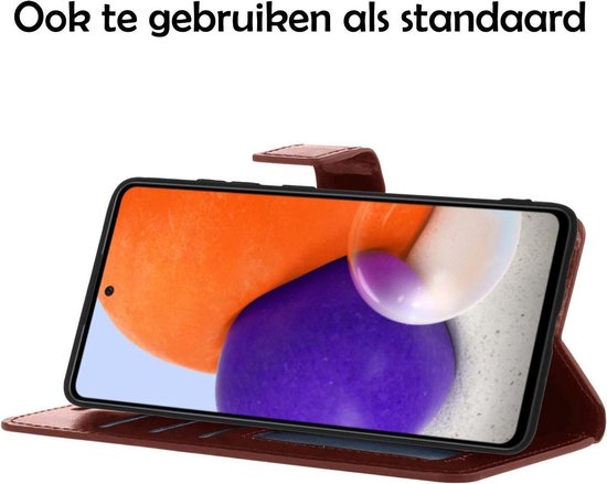Étui pour Samsung A72 Book Case avec 2x protecteurs d'écran - Étui portefeuille Samsung Galaxy A72 - Étui Samsung A72 avec 2x protecteurs d'écran - Marron