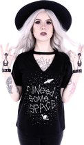 Restyle Dames Tshirt -L- I Need Some Space v-neck Zwart