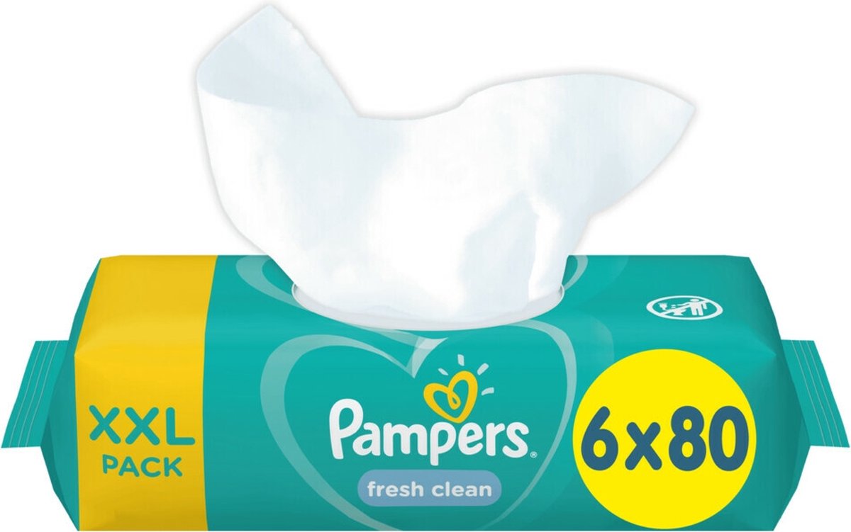 Pampers Baby Wipes Fresh Clean Recharge Pack 6x80 = 480 lingettes