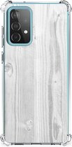 Telefoonhoesje Geschikt voor Samsung Galaxy A52 4G/5G Smartphone hoesje met transparante rand Wit Hout