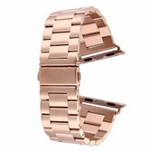 Voor Apple Watch 42 mm vlindergesp 3 kralen roestvrijstalen horlogeband (roségoud)