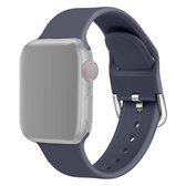 Voor Apple Watch Series 5 en 4 44 mm / 3 en 2 en 1 42 mm effen kleur siliconen vervangende polsband horlogeband met metalen gesp, maat: L (blauwgrijs)