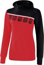 Erima Teamline 5-C Sweatshirt met Capuchon Dames Rood-Zwart-Wit Maat 40