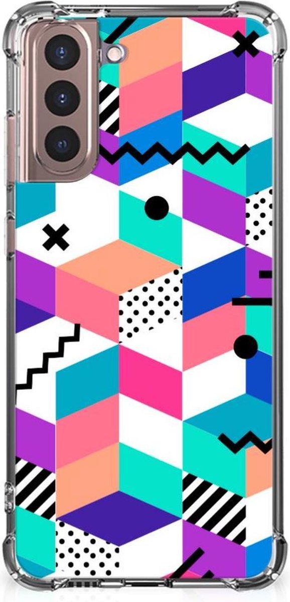 Samsung Galaxy S21 Plus Shockproof Case Blokken Kleurrijk