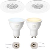 PHILIPS HUE - LED Spot Set GU10 - White Ambiance - Bluetooth - Proma Rodos Pro - Inbouw Rond - Mat Wit - Ø93mm