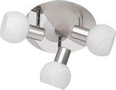 LED Plafondspot - Torna Besina - E14 Fitting - 3-lichts - Rond - Mat Nikkel - Aluminium
