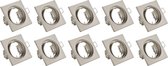 Spot Armatuur 10 Pack - Torna - GU10 Fitting - Inbouw Vierkant - Mat Nikkel Aluminium - Kantelbaar 80mm