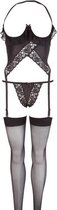 Korset met een open cup - Dames Lingerie - M/L - Jarretel Setjes - Zwart - Discreet verpakt en bezorgd