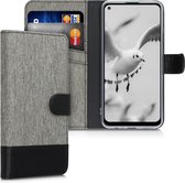 kwmobile telefoonhoesje voor Huawei P40 Lite E - Hoesje met pasjeshouder in grijs / zwart - Case met portemonnee