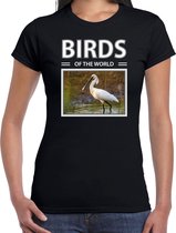 Dieren foto t-shirt Lepelaar - zwart - dames - birds of the world - cadeau shirt Lepelaars liefhebber S