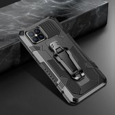 Mobigear Hoesje geschikt voor Apple iPhone 12 Mini Telefoonhoesje Hardcase | Mobigear Armor Stand Backcover Shockproof met Standaard | Schokbestendig iPhone 12 Mini Telefoonhoesje | Anti Shock Proof - Zwart