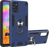 Samsung Galaxy A31 Hoesje - Mobigear - Armor Ring Serie - Hard Kunststof Backcover - Blauw - Hoesje Geschikt Voor Samsung Galaxy A31