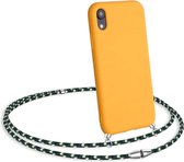 kalibri hoesje compatibel met Apple iPhone XR - Back cover voor smartphone - Telefoonhoesje met koord in honinggeel / groen