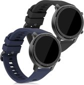 kwmobile 2x armband voor Huami Amazfit GTR (47mm) / GTR 2 / GTR 2e / GTR3 / GTR 3 Pro - Bandjes voor fitnesstracker in zwart / donkerblauw