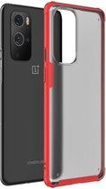 OnePlus 9 Pro Hoesje TPU Hybride Back Cover Mat Transparant/Rood