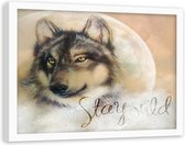 Foto in frame , Stay Wild Wolf , 120x80cm , multikleur , wanddecoratie , Premium print