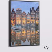 Amsterdamse gracht - Foto Prent Canvas Schilderijen (Wanddecoratie woonkamer / slaapkamer) -