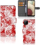 GSM Hoesje Samsung Galaxy A12 Book Style Case Angel Skull Red