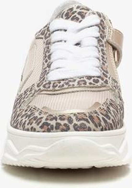 Groot leren meisjes dad sneakers met luipaardprint - Bruin - Maat 30 - Groot
