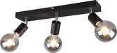 LED Plafondspot - Trion Zuncka - E27 Fitting - 3-lichts - Rechthoek - Mat Zwart - Aluminium - BES LED