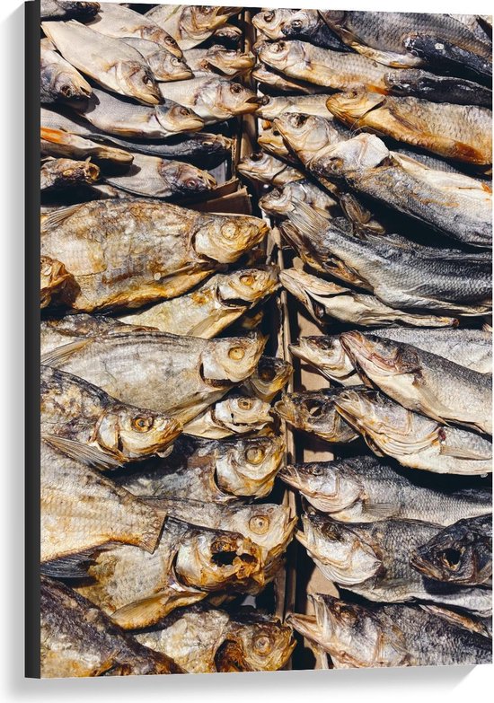 Canvas  - Vissen op de Markt - 60x90cm Foto op Canvas Schilderij (Wanddecoratie op Canvas)