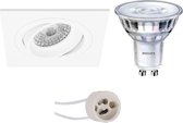 PHILIPS - LED Spot Set - SceneSwitch 827 36D - Primux Borny Pro - GU10 Fitting - Dimbaar - Inbouw Vierkant - Mat Wit - 1.5W-5W - Warm Wit 2200K-2700K - Kantelbaar - 92mm