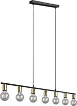 LED Hanglamp - Trinon Zuncka - E27 Fitting - 7-lichts - Rechthoek - Mat Zwart/Goud - Aluminium