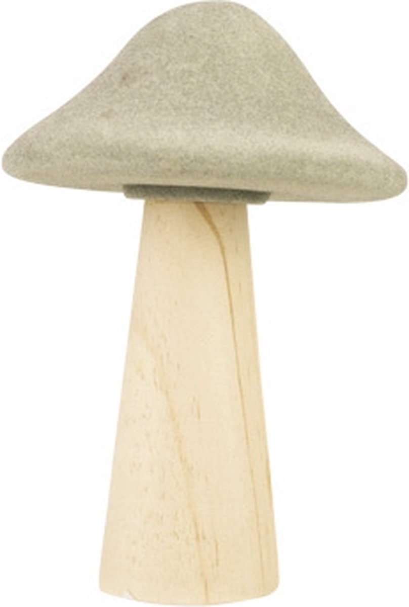 Paddenstoel wood look stem groen 12.2x12xH17.6 cm dolomiet