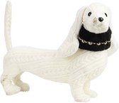 Hond Teckel black collar wit 35x16xH28 cm Textiel