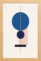 JUNIQE - Poster met houten lijst Equilibrium gouden -40x60 /Blauw &