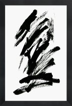 JUNIQE - Poster in houten lijst Black Abstract -40x60 /Wit & Zwart