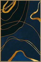JUNIQE - Poster met kunststof lijst Ghost gouden -30x45 /Blauw & Goud