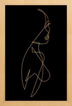 JUNIQE - Poster met houten lijst Femme I gouden -13x18 /Goud & Zwart