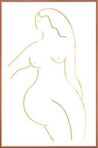 JUNIQE - Poster met kunststof lijst Gold Form II -40x60 /Goud & Wit