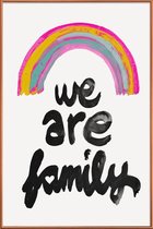 JUNIQE - Poster met kunststof lijst We Are Family -60x90 /Roze & Zwart